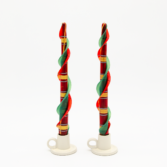 Red and Green Plaid Design Beeswax Taper