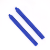 Two deep dark blue honeycomb beeswax taper candle set.