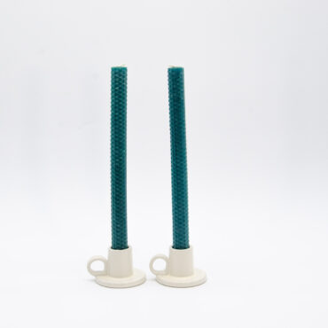 Nice pair of honeycomb taper candle in forest green