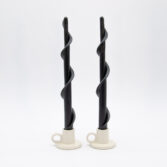 Handmade Beeswax Single Flair Candles with Black over Black and Gold Trim - Great for all year or Halloween