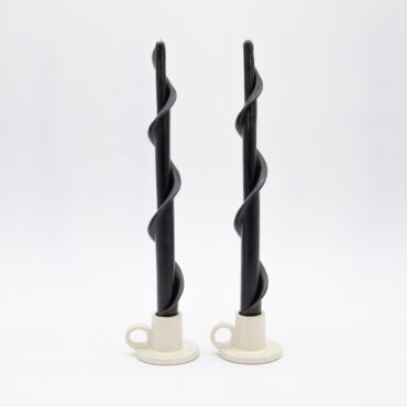 Handmade Beeswax Single Flair Candles with Black over Black and Gold Trim - Great for all year or Halloween